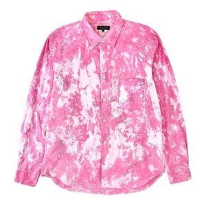 Comme Des Garcons Homme Plus Pink Tie Dye Ink Stained Oversized Button Up Shirt